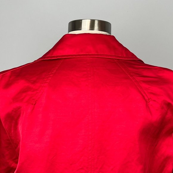 Louben Red Satin Open Front Blazer Jacket Linen Cotton Blend size 10 - Picture 7 of 10